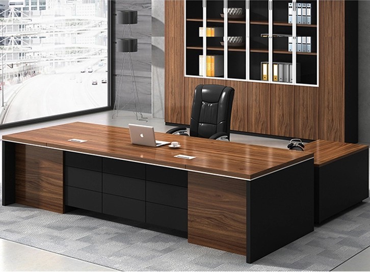 Bàn giám đốc BGD-02 BGD 02 có màu sắc chủ đạo là đen và nâu của gỗ óc chó